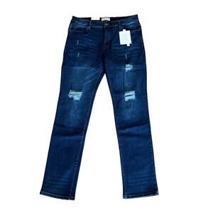 ACE OF DIAMOND Men's Distressed Slim Fit Jeans Size 36X32 In Indigo
